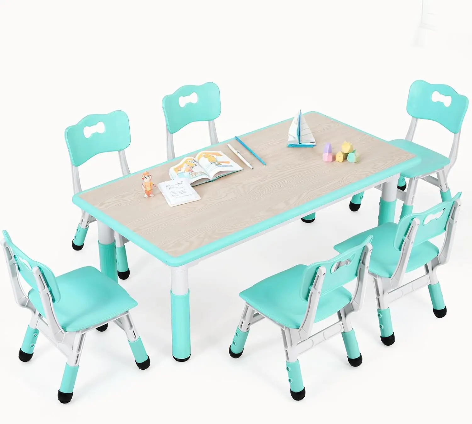 Art Craft Activities For Preschoolers - Детский стол и 6 стульев, регулируемый