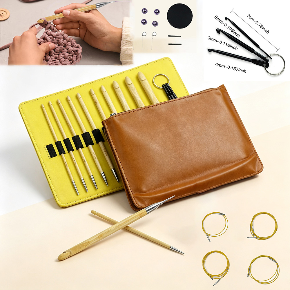 Crochet Hook Set - Набор из 10 бамбуковых сменных афганских