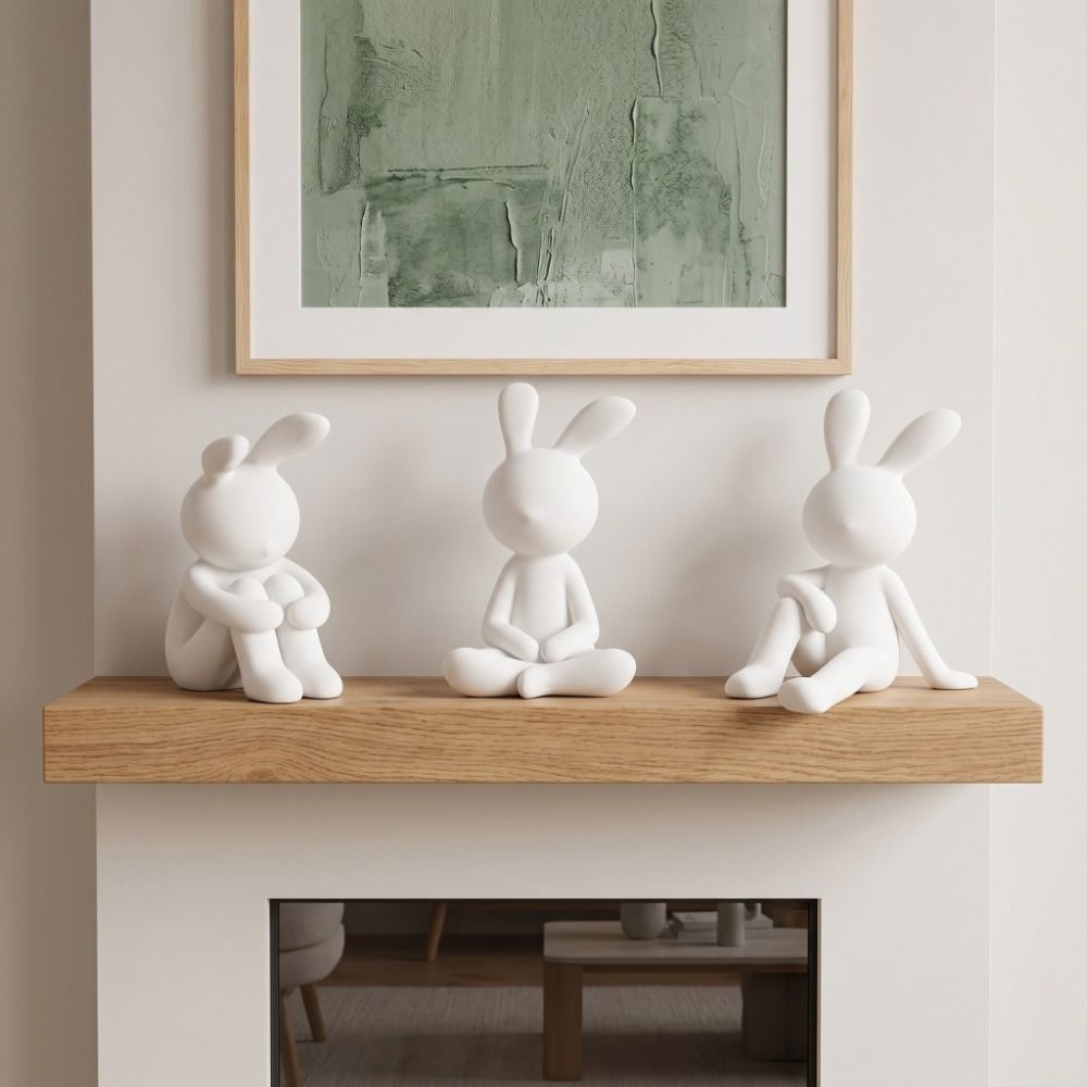 Art Craft Rabbit - 3 шт. 3D-печатные фигурки сидячих кроликов,