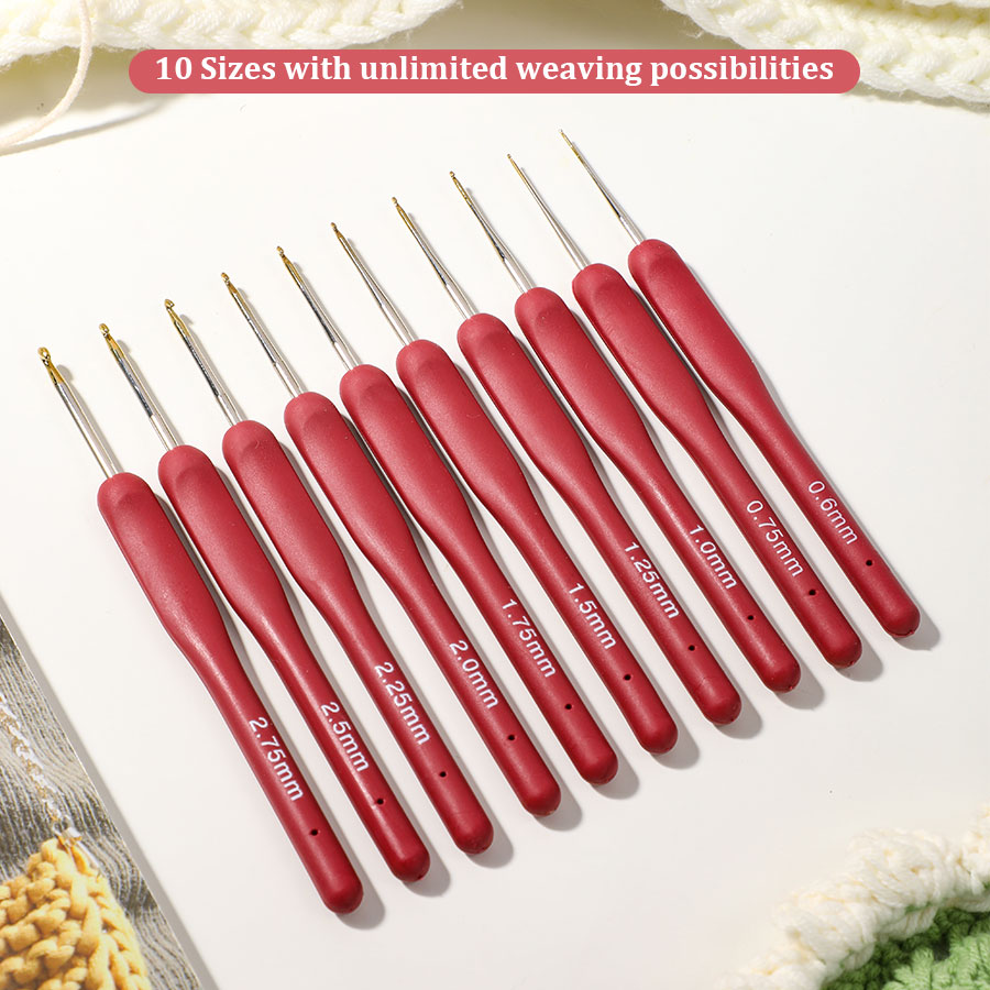 10 шт., красный набор для вяза – обзор и цена Crochet Hook Set