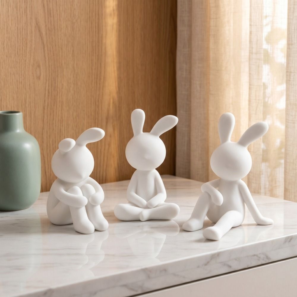 3 шт. 3D-печатные фигурки сидя – обзор и цена Art Craft Rabbit