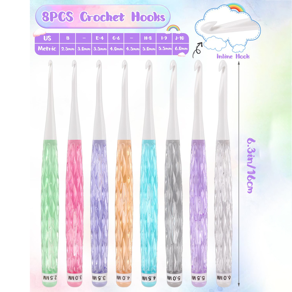8 шт./компл., цветной крючок,  – обзор и цена Crochet Hook Set